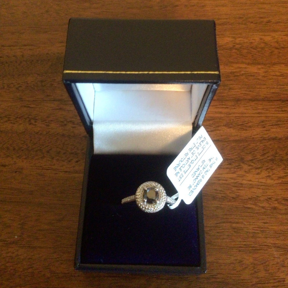 Sterling Silver Black & White Diamond Halo Ring